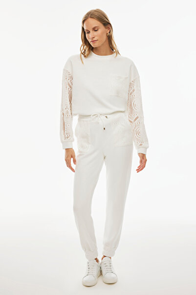 Perspective Larks Ecru Women's Tracksuit Pants - Comfortable Fit, Standard Size