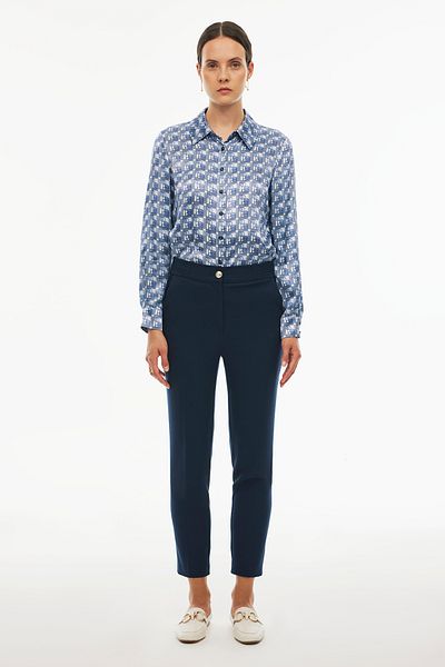 Perspective Navy Blue Carins Regular Fit Women's Trousers - Standard Size
