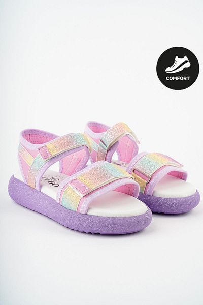 MUGGO Cruz Daily Orthopedic Light Sole Glitter and Velcro Girls' Sandals