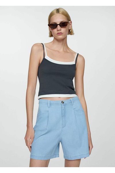 MANGO Woman Pantaloni scurți cu tăietură dreaptă cu talie medie