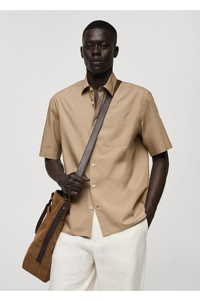 MANGO Man Koszula z kieszenią Tencel™ Cotton