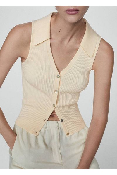 MANGO Woman Buttoned Knitted Blouse