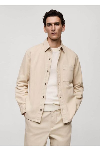 MANGO Man Denim Shirt Jacket with Pockets