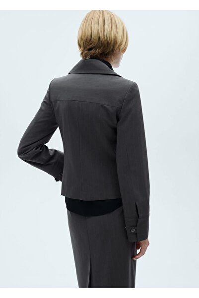 MANGO Woman Çizgili Çift Fermuarlı Ceket