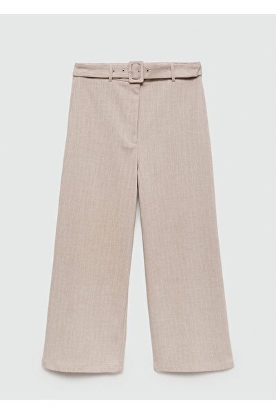 MANGO Woman Düz kesimli tebeşir çizgili pantolon