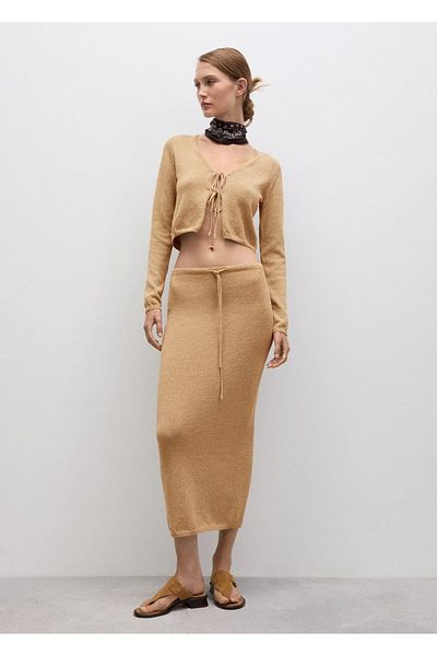 MANGO Woman Μακριά πλεκτή φούστα