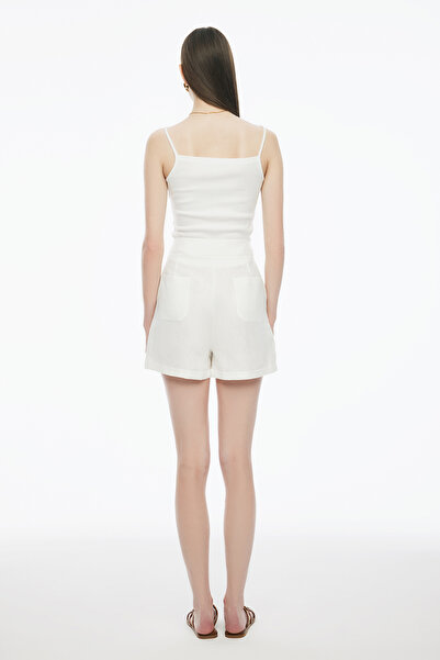 Perspective Ecru Women's Shorts - Short Length, Lines Model