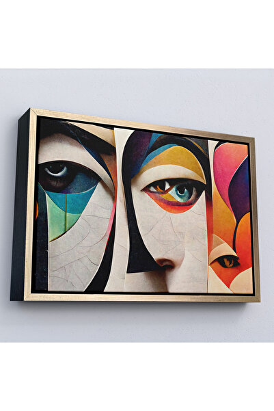 Oxyteez Tablou cu fețe abstracte cu rame din lemn-7217
