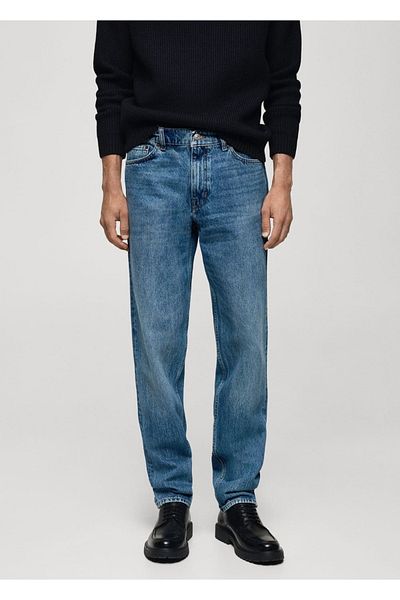 MANGO Man Pantaloni Bob Jean cu spălare medie-deschisă cu tăietură normală