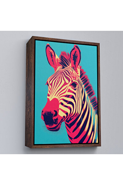 TAKI DERYASI Pictură zebră cu cadru din lemn-7642