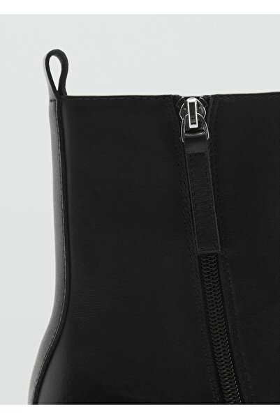 MANGO Woman Blok topuk deri kısa bot