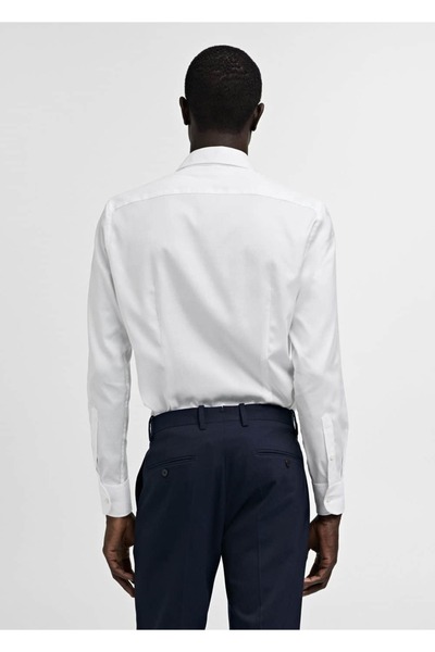 MANGO Man Slim fit yapılı pamuklu gömlek