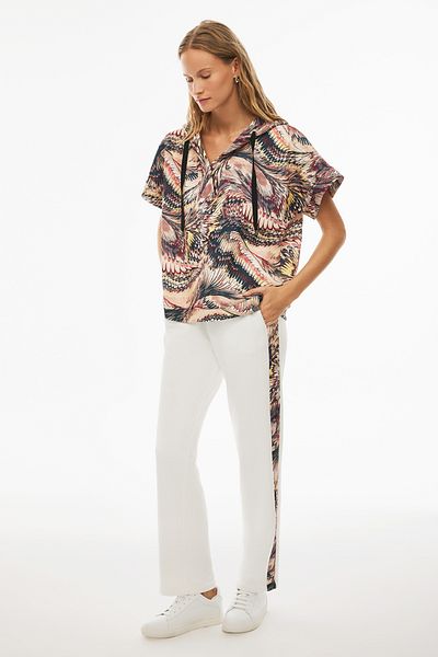Perspective Jutas Comfortable Fit Standard Size Low Sleeve Hooded Multicolor Women's Tracksuit Top