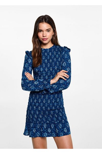 Mango Teen Patterned flounced dress