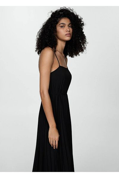 MANGO Woman Tie Detailed Pleated Dress