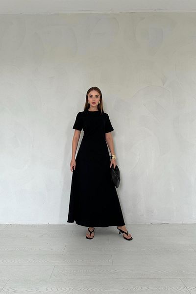 Elbee Fashion Woman Rochie plisată cu decolteu - neagră