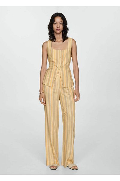 MANGO Woman Straight striped trousers