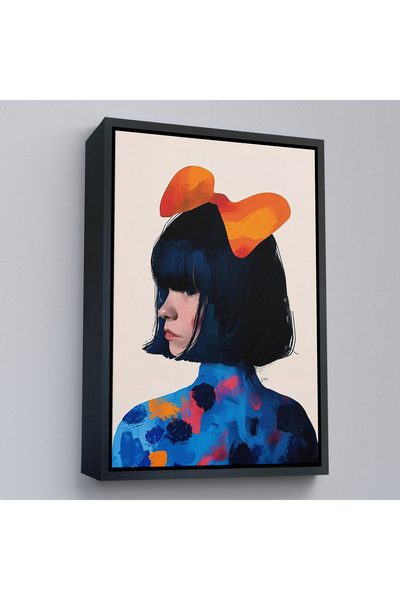 Oxyteez Tablou de femeie frumoasă cu păr puțin încâlcit într-un cadru de lemn...