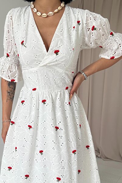 Elbee Fashion Woman Rochie Brode cu mâneci