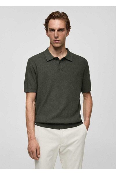 MANGO Man Tricou polo subțire mulat