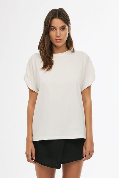Perspective Γυναικείο T-shirt Kelins Regular Fit Standard Size Crew Neck Ecru Color