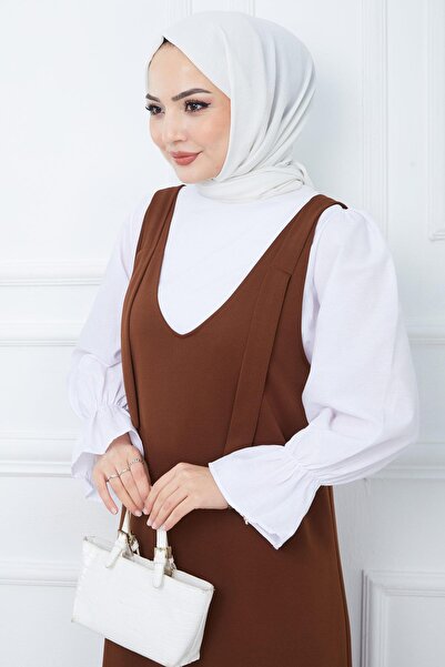 hafsamina Nehir Örme Jile Elbise Kahverengi HM2389