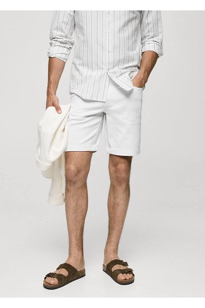 MANGO Man Slim fit τζιν βερμούδα