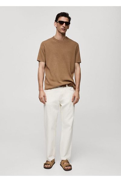 MANGO Man T-shirt z bawełnianej tkaniny