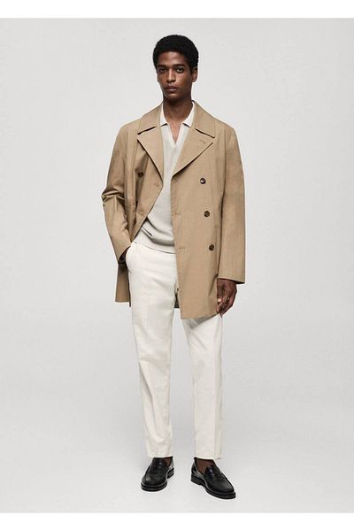 MANGO Man Kurzer Trenchcoat aus Baumwolle