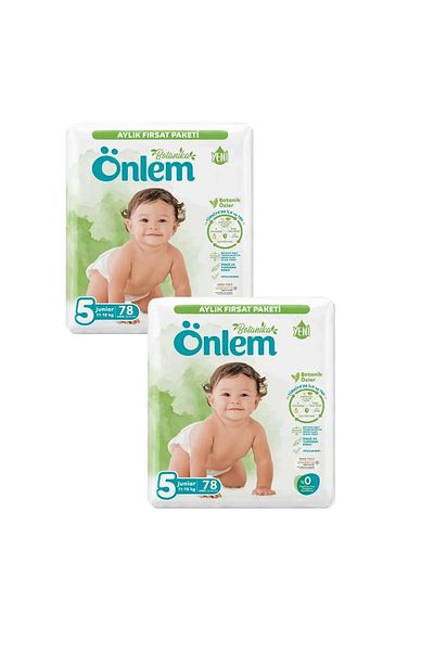 ÖNLEM Botanika Size 5 Baby Diapers Opportunity Package Junior 78 Pieces x 2 Packs