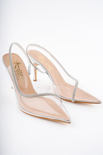 MUGGO Sydney Women's Princess Stoned Transparent Heeled Evening Dress Shoes