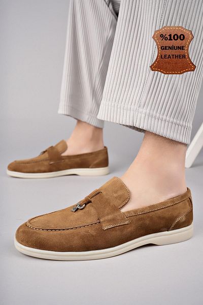MUGGO Leonardo Guaranteed Men's Daily Classic Genuine Leather Buckle Comfortable Orthopedic Laceless Shoes