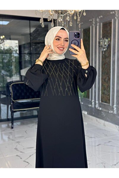 Zümra Tesettür Moda Kare Elbise Siyah Beden 1-38-42