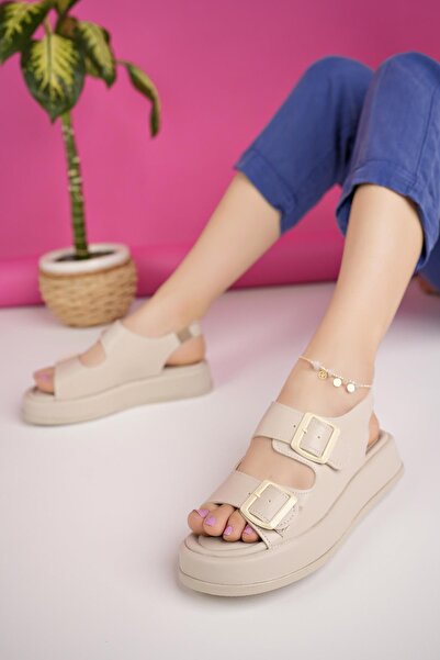 MUGGO JASMINE - Double Strap Women's Sandals with Wedge Heels and Elastics