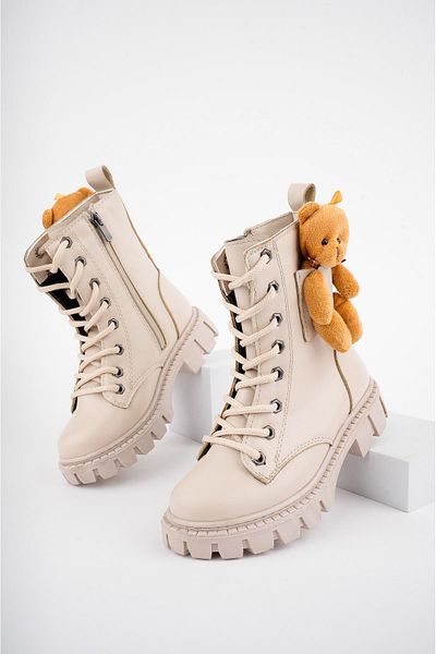 MUGGO Pi̇nky Guaranteed Children's Boots - Teddy Bear, Zipper and Laces