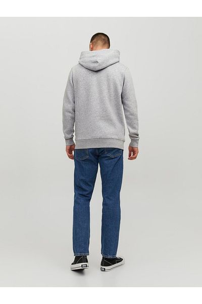 Jack & Jones Hanorac pentru bărbați - Logo Jjecorp, Hood, Noos, Gri deschis Melange, PLAY - REG