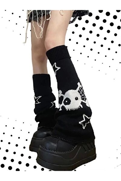 DarkellaStore Gotik Lolita Harajuku Kuru Kafalı Yıldızlı Skull Star Kışlık Si...