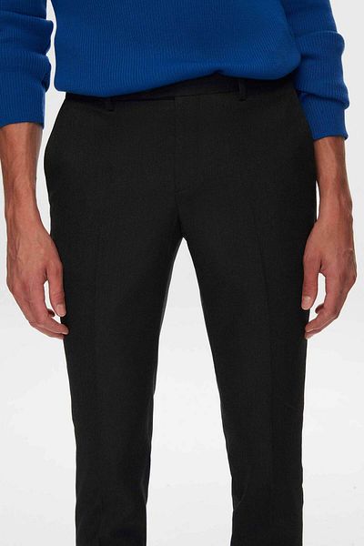 Twn Anthracite Gabardine Fabric Trousers