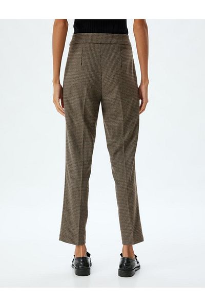 Koton Brown Plaid Women's Canvas Trousers - 5wak40006ew