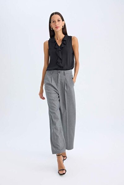 DeFacto Women's Canvas Trousers C2020Ax/Gr156 Gray Melange