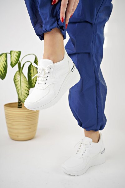 MUGGO Nepal Garantili Kadın Ortopedik Yüksek Taban Günlük Bağcıklı Sneaker Spor Ayakkabı