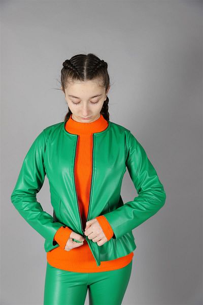 Cuties Зелено кожено яке за момиче на 05-14 години
