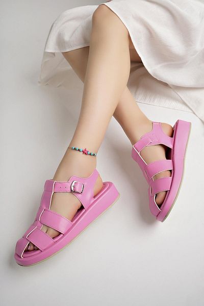 MUGGO DOSSİ Buckle and Ankle Strap Wedge Heeled Women's Sandals