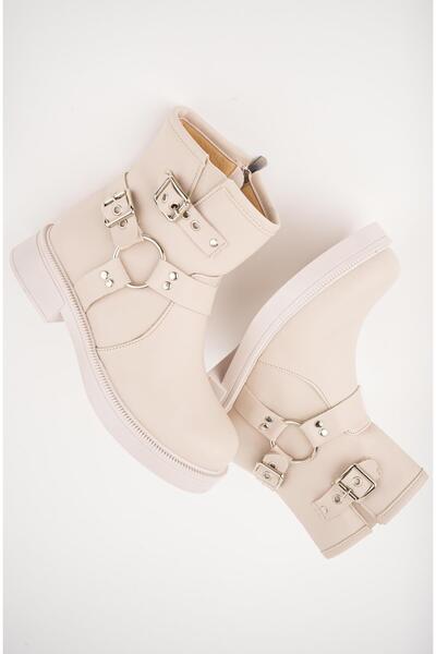 MUGGO Γυναικείες χειμερινές μπότες με φερμουάρ Osho με λεπτομέρεια ζώνης