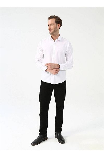 SÜVARİ Ανδρικό πουκάμισο Wonder Slim Long GM1007100599 ΛΕΥΚΟ