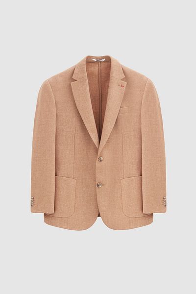 D'S Damat Damat Regular Fit - Μάλλινο μπλέιζερ με διπλό σχιστό μουστάρδα