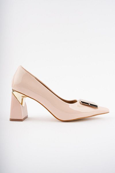 MUGGO Pantofi stiletto cu toc înalt cu cataramă aurie pentru femei Rachel Guaranteed