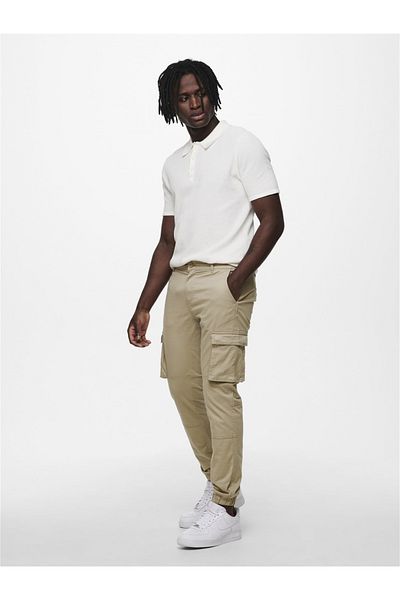 Only & Sons Ανδρικό παντελόνι από καμβά Onscam Stage Cargo Cuff Life 6687 Noos 22016687   Τσιντσιλά