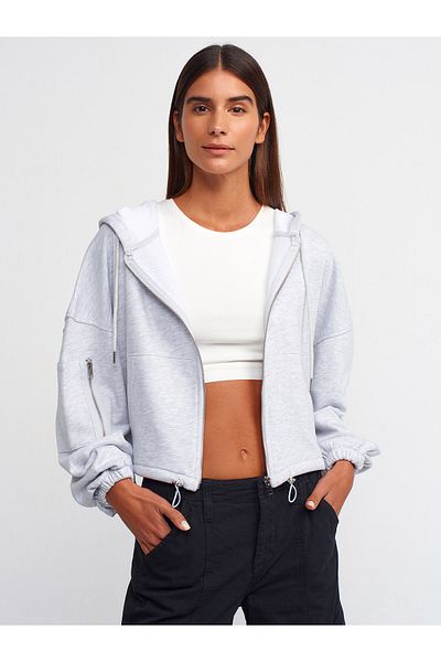 Dilvin 40159 Soft Bomber Jacket with Stopper-Grey Melange