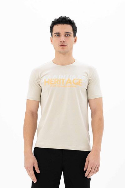 Arma Ανδρικό μπλουζάκι μπεζ Slim Fit Crew Neck Y 25344452201